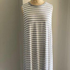 Gray/White Striped Jersey Dress